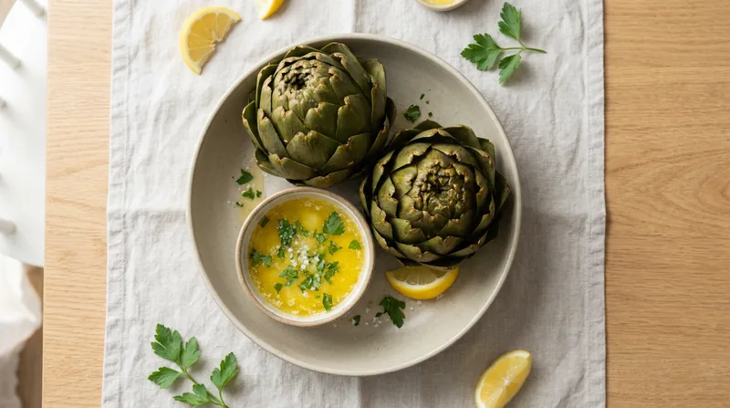 Steamed Artichokes with Lemon Butter