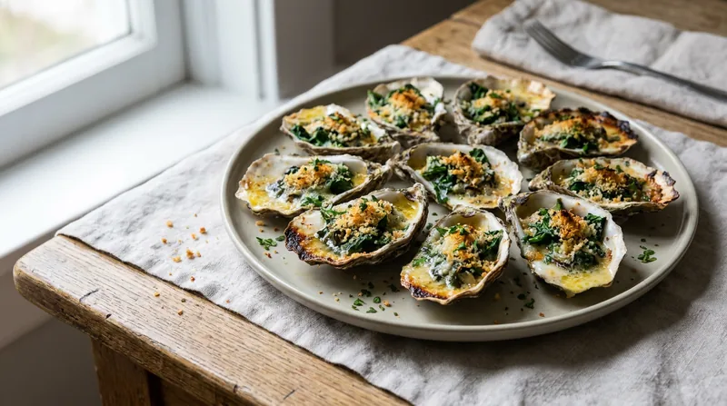 Baked Oysters with Spinach and Breadcrumbs
