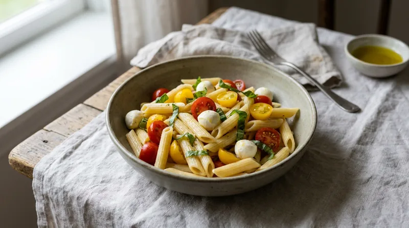 Cold Tomato and Mozzarella Pasta Salad