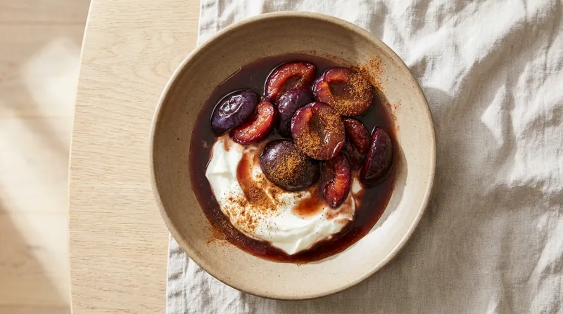 Stewed Plums with Yoghurt