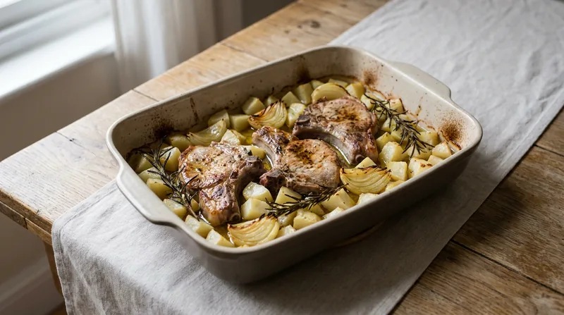 Baked Pork Chop and Potato Traybake