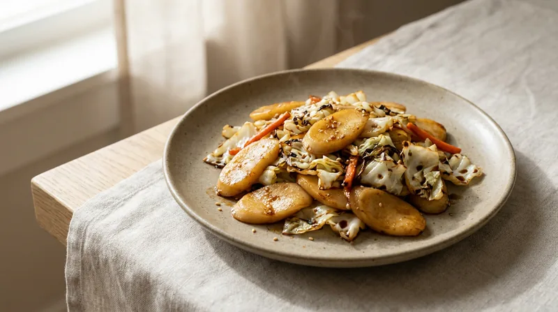 Pan-fried Rice Cakes with Vegetables
