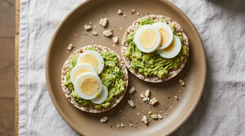 Puffed Rice Cakes with Avocado and Egg