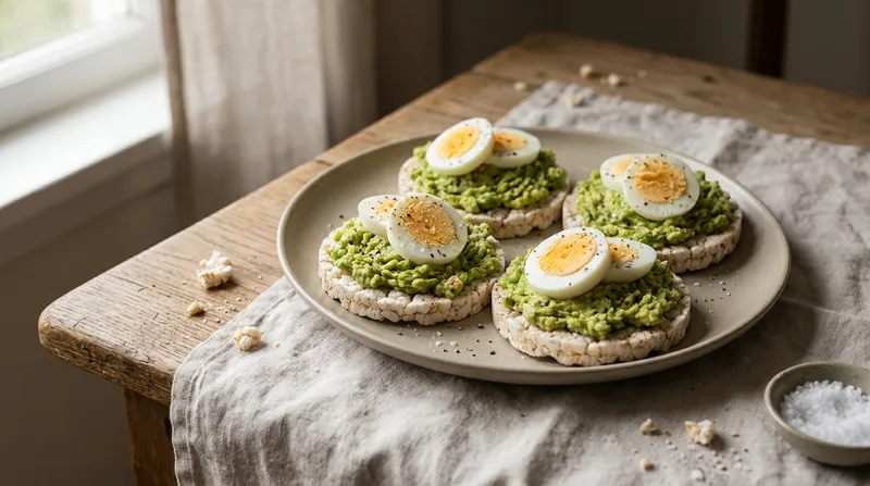 Savoury Avocado and Egg Rice Cakes