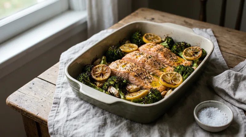 Baked Salmon with Broccoli and Lemon