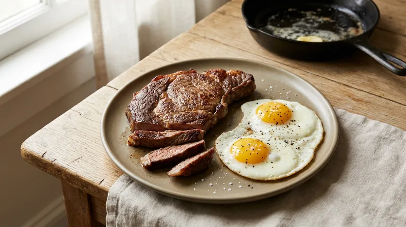 Pan-Seared Ribeye Steak and Eggs