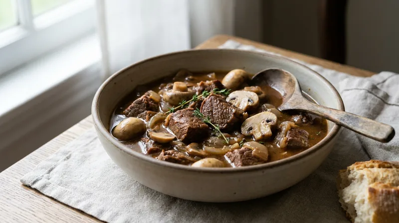 Slow-Cooked Chuck Steak and Mushroom Stew